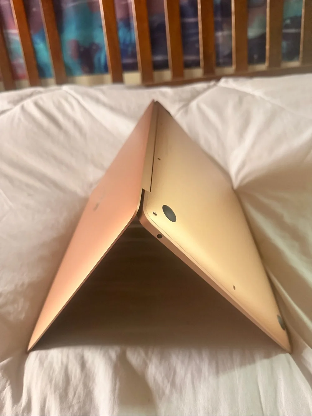 Apple MacBook Air in Rose Gold with Black Fist Decal Broken /For Parts